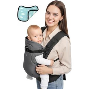 YOLAY 4-in-1 Misto Cotone Marsupio Neonato 0-36 Mesi (3,6-14,5 kg), Grigio Nero