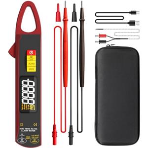 BSIDE UX2 Mini Pinza Amperometrica Digitale DC AC TRMS 200A, Multimetro Intelligente Ricaricabile Misura Tensione Corrente Capacità Resistenza Diodo Frequenza Temperatura Cavi Sotto Tensione