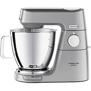 Kenwood Titanium Chef Baker XL KVL85.004SI, Robot da Cucina con Bilancia Integrata, Frusta K, Duo Ciotola, Impastatrice con Gancio Impastatore, Frusta E 7L Ciotola, 1200W, Argento