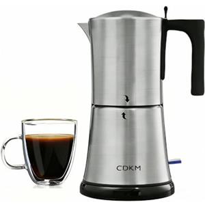CDKM elettrico espresso pot, in acciaio inox moka pot (3/6 tazza) | Spegnimento automatico, caffettiera italiana, Macchinetta, regalo creativo