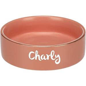 Mainely Personalizzabile Ciotola in ceramica per cibo e acqua, M Rosa - Pesante e antiscivolo - Lavabile in lavastoviglie - Per cani di taglia media - Personalizzata con il nome - Petslino