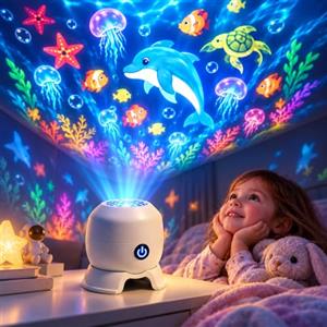 FARYODI Ocean Projector, Proiettore mondo subacqueo, immagini in movimento, luminosità regolabile, proiettore cielo stellato per camera da letto e soggiorno