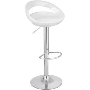 Baroni Home Sgabello Bar Girevole Altezza Regolabile, Seduta in Plastica e Schineale, Base Cromata, Poggiapiedi e Fondo Antigraffio, Sgabello Cucina e Penisola, 37x45x59-79 cm, Bianco, 1 Pezzo