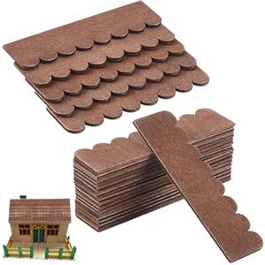 FINGERINSPIRE 32 Pz Tegole in Legno per Tetto di Casa delle Bambole, 29x108x2.5mm Colore Marrone Cocco Tegole in Miniatura in Legno Scala 1:12 strisce di Scandole per Tetto di Casa delle Bambole