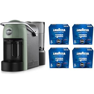 Lavazza, A Modo Mio Jolie Evo, Macchina per Caffè Realizzata con 36% di Plastica Riciclata, Macchina Espresso con 64 Capsule Lavazza, A Modo Mio Crema e Gusto Classico Incluse, Verde
