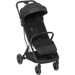 Giordani G-Touch Passeggino Leggero 6.9 kg, Chiusura Automatica One-Touch, da 0 Mesi a 22 kg,Seduta Imbottita, Ruote con Sospensioni e Dettagli in Ecopelle, Compatto e Salvaspazio, Nero