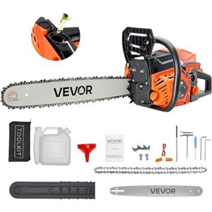 VEVOR Motosega a gas da 62 cc, motosega a gas da 20 pollici, motosega elettrica da 3,6 HP con impugnatura antiscivolo, motoseghe a gas con serbatoi a doppio carburante, per tagliare il legno, tagliare
