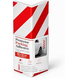 OFITURIA Paraspigoli Garage Adesivo Angolare 40x20 cm Bianco/Rosso, Protezione Colonne Garage, Paracolpi Angolari, Gomma Antiurto Box Auto (1 pz, 40x20 cm, Bianco/Rosso)