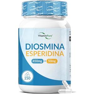 VitaminPure Diosmina Esperidina Alto Dosaggio, 150 Capsule - VitaminPure | Fino a 5 Mesi di Fornitura con Rusco, Ippocastano, Vite Rossa e Bromelina, Prodotto in Italia