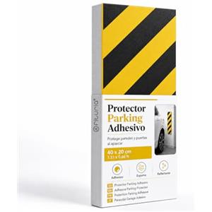 OFITURIA Paracolpi Garage Adesivo Retto 40x20 cm Nero/Giallo, Protezione Muro Garage, Paracolpi Auto da Muro, Gomma Antiurto Box Auto (1 pz, 40x20 cm, Nero/Giallo)