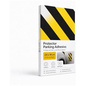 OFITURIA Paracolpi Garage Adesivo Retto 24x18 cm Nero/Giallo, Protezione Muro Garage, Paracolpi Auto da Muro, Gomma Antiurto Box Auto (1 pz, 24x18 cm, Nero/Giallo)