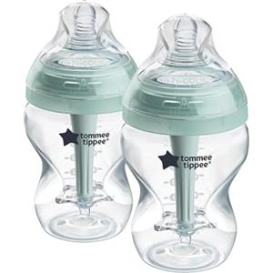 Tommee Tippee biberon anti-colica avanzato 260ml | 2 pezzi con tettarella simile al seno materno, cannuccia anti-colica ventilata, autosterilizzante