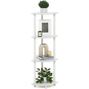 Furinno TURN-N-TUBE Scaffale Angolare, Libreria a 4 ripiani, Scaffali Espositivi con Ripiani a Giorno, per Organizzare e Riporre Oggetti, Soggiorno, Ufficio, Garage, Bianco