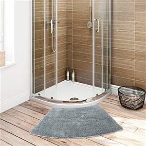 Seavish Tappeto da bagno curvo a pelo lungo, di lusso, grigio, 45,7 x 76,2 cm, in microfibra antiscivolo, morbido, assorbente, lavabile, per vasca da bagno ad angolo, per box doccia