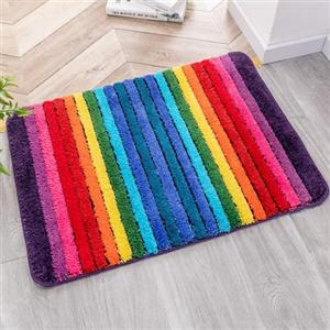NIENLCIP Tappeto da bagno arcobaleno colorato morbido e assorbente in microfibra peluche con retro antiscivolo per bagno lavabile in lavatrice 48 x 68 cm