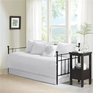 Madison Park Quebec - Set di biancheria da letto per letto matrimoniale, 6 pezzi, colore: bianco, damascato