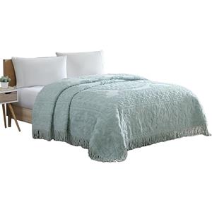 Beatrice Home Fashions Copriletto in ciniglia con medaglione, per letto matrimoniale, colore: blu