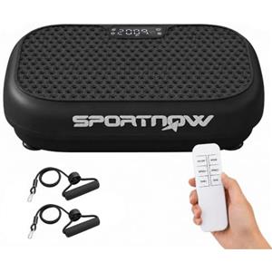 SPORTNOW Pedana Vibrante con 120 Livelli Velocità, 5 Programmi, Display LED | Piattaforma Vibrante Silenziosa, con Fasce di Resistenza, per Bruciare Grassi, Drenare il Sistema Linfatico, Nero