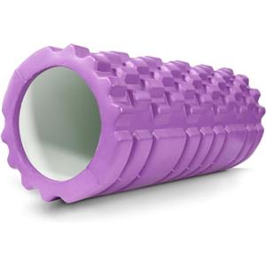 Mobiclinic®, Rullo massaggio muscolare, Fitroller, Schiuma ed eva, 14x33 cm, Pilates, Yoga, Stretching, Portatile, Multifunzionale, Foam roller, Per tutto il corpo, 3 livelli di intensità (Viola)