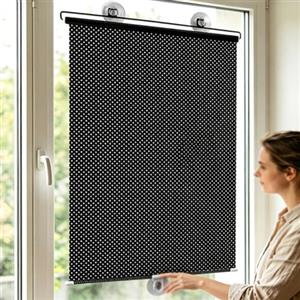 Bamblind 40X60cm Tenda a rullo oscurante per lucernario,termica,senza fori,Tapparelle Oscuranti con Ventose Tende a Rullo Parasole Nere a Scomparsa,persiane Temporanee per Auto,Casa,Ufficio,Camera