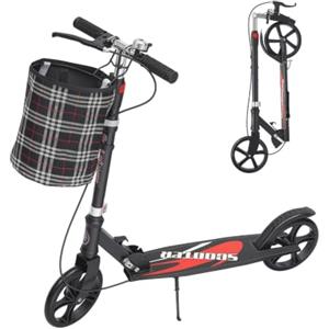 XYCFMDFTZ Monopattino pieghevole, monopattino regolabile in altezza con cestino | Monopattino da città per adulti e bambini, comodo monopattino fino a 150 kg, per tutti i giorni, il tempo libero e il
