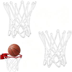 FLAVNTEL Set 2 Reti da Basket Mini, Rete di Ricambio in Nylon Bianco per Canestro con 12 Anelli, Resistente alle Intemperie per Uso Interno ed Esterno, Facile da Montare