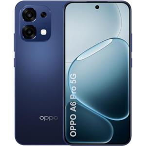 OPPO A6 Pro 5G Smartphone, Batteria 6500mAh, Ricarica Flash SUPERVOOC 80W, Display AMOLED 6,57 120Hz, 8+256GB, Dimensity 6300, SuperCool VC, Fotocamera AI 50MP+2MP, IP69, Dual SIM, Blu