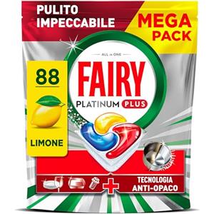 Fairy Platinum Plus Pastiglie Lavastoviglie Tutto in Uno, 88 Caps, Limone