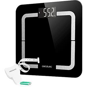 Cecotec Bilancia da Bagno Digitale intelligente Surface Precision 9500 Smart Healthy. Alta precisione, Vetro temperato colore nero di alta sicurezza, Schermo LCD invertito, 180kg