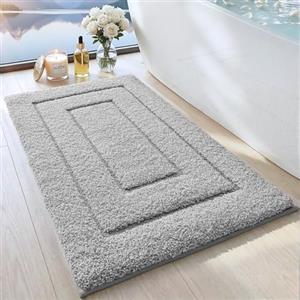 DEXI Tappeto da bagno extra morbido assorbente tappeto da bagno premium antiscivolo confortevole per vasca da bagno doccia bagno lavabile in lavatrice 40,6 x 61 cm, grigio chiaro