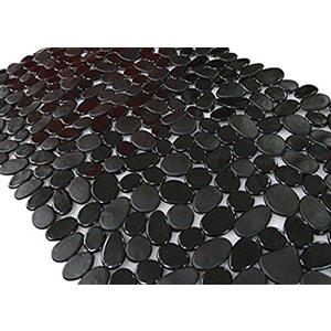SONGZIMING Tappetino da bagno antiscivolo e antibatterico, in pietra, antiscivolo, 40,6 x 89,6 cm (larghezza x lunghezza), colore: nero