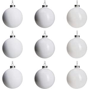DN DECONATION Palline di Natale in vetro bianco, da appendere, per albero di Natale, set di 9 decorazioni per vacanze, Halloween, regali di nozze