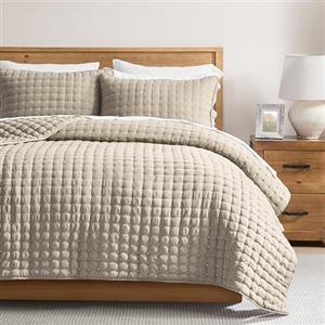 WDCOZY Set di biancheria da letto matrimoniale beige con federa, copriletto trapuntato leggero e morbido, per tutte le stagioni, estate e primavera, 2 pezzi, 172,7 x 228,6 cm