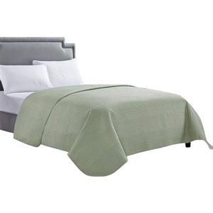 HollyHOME Just Contempo - Copriletto trapuntato singolo Pinsonic di lusso, super morbido, tinta unita, 218 x 243 cm, colore: salvia, per letto matrimoniale