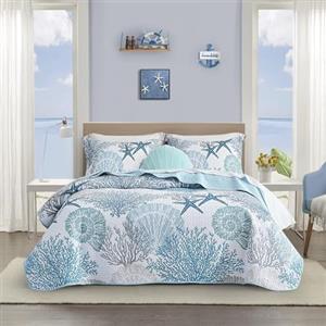 Tritard Set di biancheria da letto con copripiumino e federe, 3 pezzi, reversibile, in microfibra, con 2 federe, morbido e leggero, copriletto nautico, copriletto estivo, per tutte le stagioni, 228 x