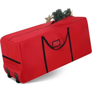 Wesnoy Borsa portaoggetti per albero di Natale, resistente, in Oxford 900D, con ruote e manici o decorazioni per le vacanze, ornamenti, alberi artificiali (2,3 m, rosso)