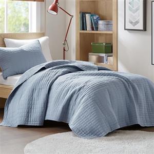 Comfort Spaces Kienna - Set di biancheria da letto con trapuntatura double-face, leggera, morbida, per tutte le stagioni, con fodera coordinata, blu, copriletto doppio/matrimoniale XL (167,6 x 228,6