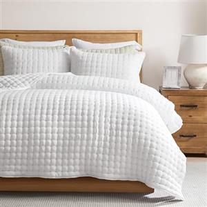 WDCOZY Set di biancheria da letto matrimoniale bianco con federa, copriletto trapuntato leggero e morbido, per tutte le stagioni, estate e primavera, 2 pezzi, 172,7 x 228,6 cm