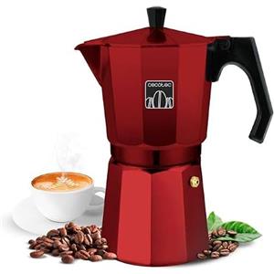 Cecotec Caffettiera Moka Express Mokclassic 900 Red. Caffettiera in Alluminio, Per ogni tipo di Cucina, 9 Tazze di Caffè, Guarnizione in Silicone, Manico Ergonomico e Termoresistente, Filtro