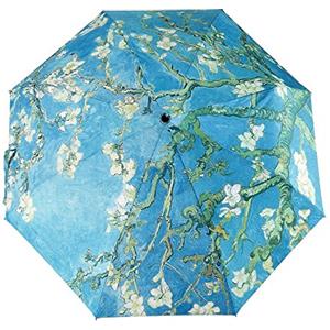 Glodeals Ombrellone automatico pieghevole con 3 dipinti ad olio, protezione solare, anti-UV, da donna (fiori di mandorlo)