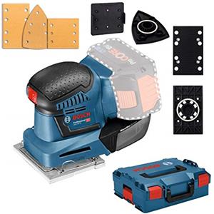 Bosch Professional 06019D0202 Levigatrice Orbitale GSS 18V-10 System, Ø Orbita 1.6 mm, 3 Piastre Base di Formati Diversi, Batterie e Caricabatteria Non Inclusi, Blu