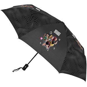 safta K-POP Demon Hunters - ENERGY - Ombrello pieghevole automatico, 8 pannelli, aste metalliche, comode e versatili, resistenze, 33-62 cm, materiale poliestere