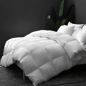 DWR Piumino Matrimoniale Piuma D'Oca 220x240 cm Piumino invernale caldo in 300gr/m², Super Morbido e Traspirante Cotone Biologico, Approvato Oeko-Tex e RDS,(Piumino invernale,Bianco)