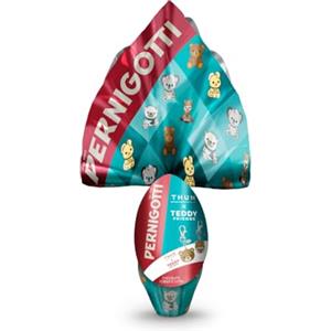 Pernigotti Uovo di Pasqua 2026 Thun x Teddy Friends Fondente Extra, 240 g | Cioccolato Extra Fondente, Senza Glutine, con Sorpresa Portachiavi Collezionabile