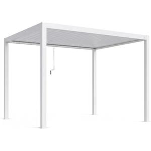 MEGAOFFERTE.IT Pergola Bioclimatica 3x4 Metri Gazebo Con Tetto A Lamelle Orientabili Sistema Di Drenaggio Struttura In Alluminio E Acciaio Resistente Ai Raggi UV Per Esterni Bianco Opaco