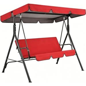 ZXDFG Tettuccio di ricambio per dondolo da giardino 3 posti impermeabile | Antivento antipolvere poliestere, copertura superiore altalena esterna190x120/249x185 cm(Red,56x47.2in-142x120cm)