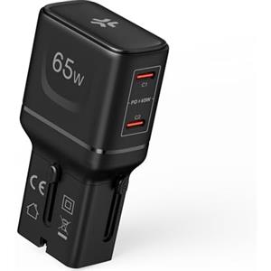 Celly - Adattatore da Viaggio Universale 65W, Multiplug Slim con 2 Porte USB-C, Compatibile 150+ Paesi, Ricarica Rapida, Design Compatto e Sicuro