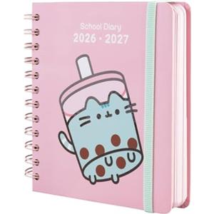 Grupo Erik Pusheen Diario Scuola 2026 2027 - Agenda Giornaliera | Scuola Medie, Diario Scolastico, Copertina Rigida, Divisori Illustrati, 11 Mesi, 14 x 16 cm