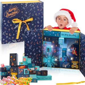 Szhhrxi Riutilizzabili Calendario Avvento Scatole 2024, Fai Da Te Scatole Regalo Natalizie, Calendario Dell'Avvento Da Riempire, 24 Scatole Colorate Per Installazione e Riempimento (Lan)