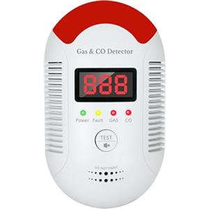 NHXF Rilevatore Monossido di Carbonio, Rilevatore Combinato di Gas Combustibile e Monossido di Carbonio per uso Domestico, con Grande Schermo e Doppio Allarme, Adatto a Camere da Letto, Soggiorni e Camper